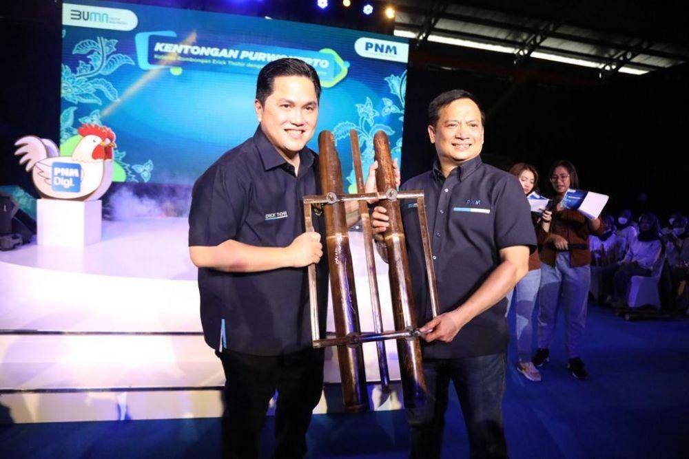 PT Permodalan Nasional Madani (PNM) menggelar acara 'Kentongan Purwokerto' bersama Menteri BUMN Erick Thohir  di GOR Satria, Purwokerto, Jawa Tengah, Selasa (5/7/2022). (Dok. PNM)