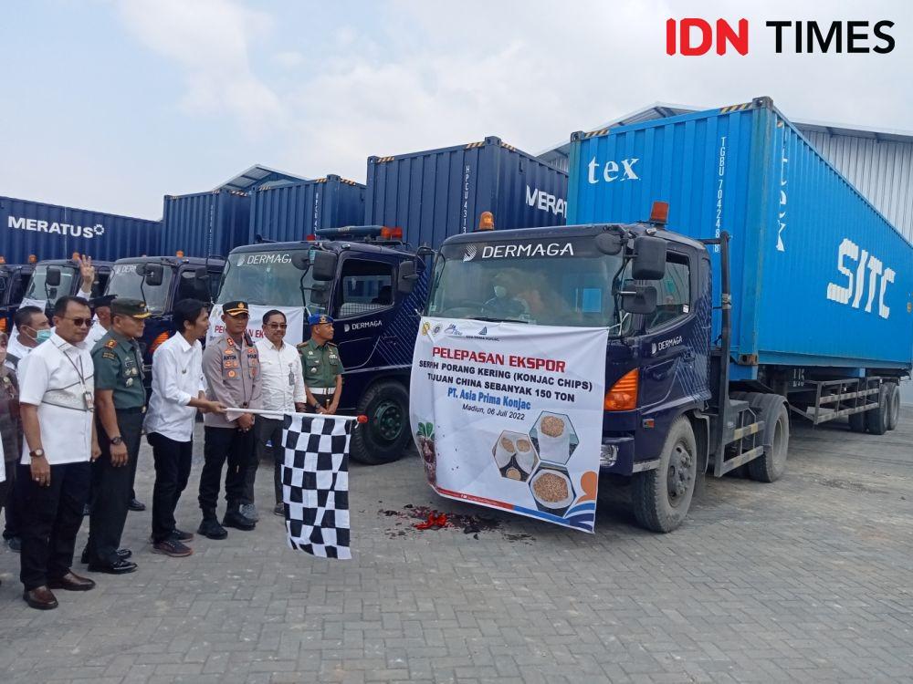Pemberangkatan chip porang dari Madiun ke Cin oleh Bupati Madiun, Rabu (6/7/2022). IDN Times/Nofika Dian Nugroho