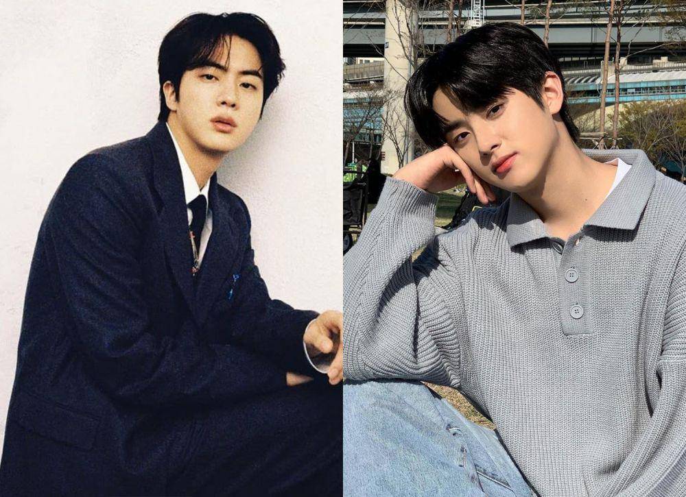 kolase foto kemiripan Jin BTS dan Kim Min Kyu (https://www.instagram.com/jin/ ; https://www.instagram.com/kimminkyu_0312/)