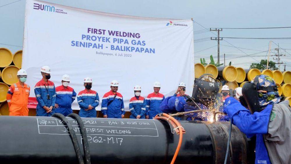 Pembangunan pipa gas sepanjang 78 km menghubungkan Senipah Kutai Kartanegara-Balikpapan. Foto istimewa