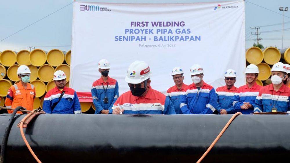 Pembangunan pipa gas sepanjang 78 km menghubungkan Senipah Kutai Kartanegara-Balikpapan. Foto istimewa