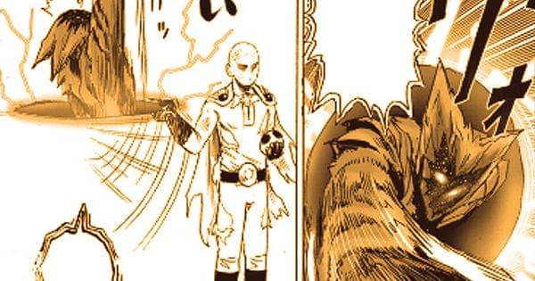 Saitama memegang portal Garou dan mengubah arahnya ke atas ( tonarinoyj.jp/One Punch-Man )