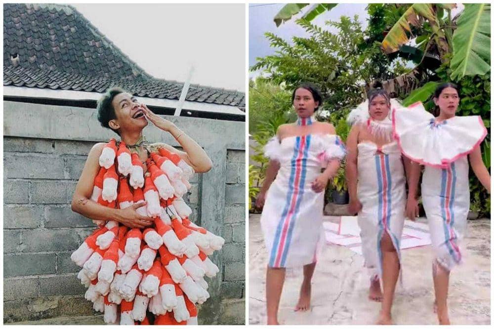 10 Aksi Kocak Melki Spomo Foto dengan Gaun Budget Pas-pasan, Ngakak!
