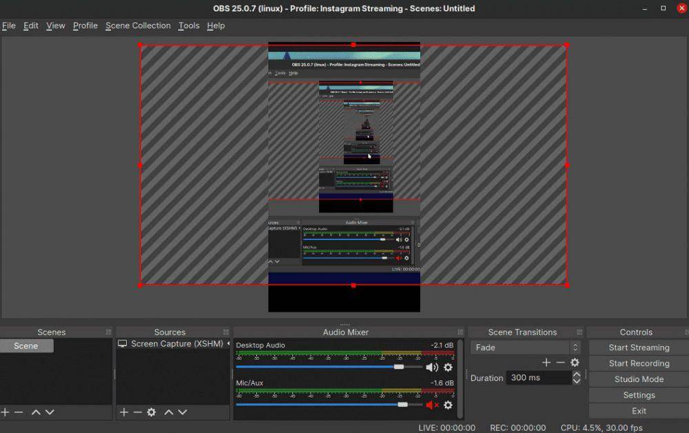 tampilan aplikasi OBS Studio (getstreamon.com)