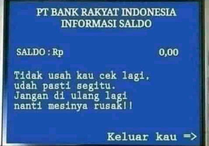 meme lucu saldo ATM (instagram.com/memecomicindonesia)