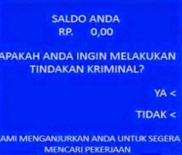 meme lucu saldo ATM (instagram.com/sukijan)