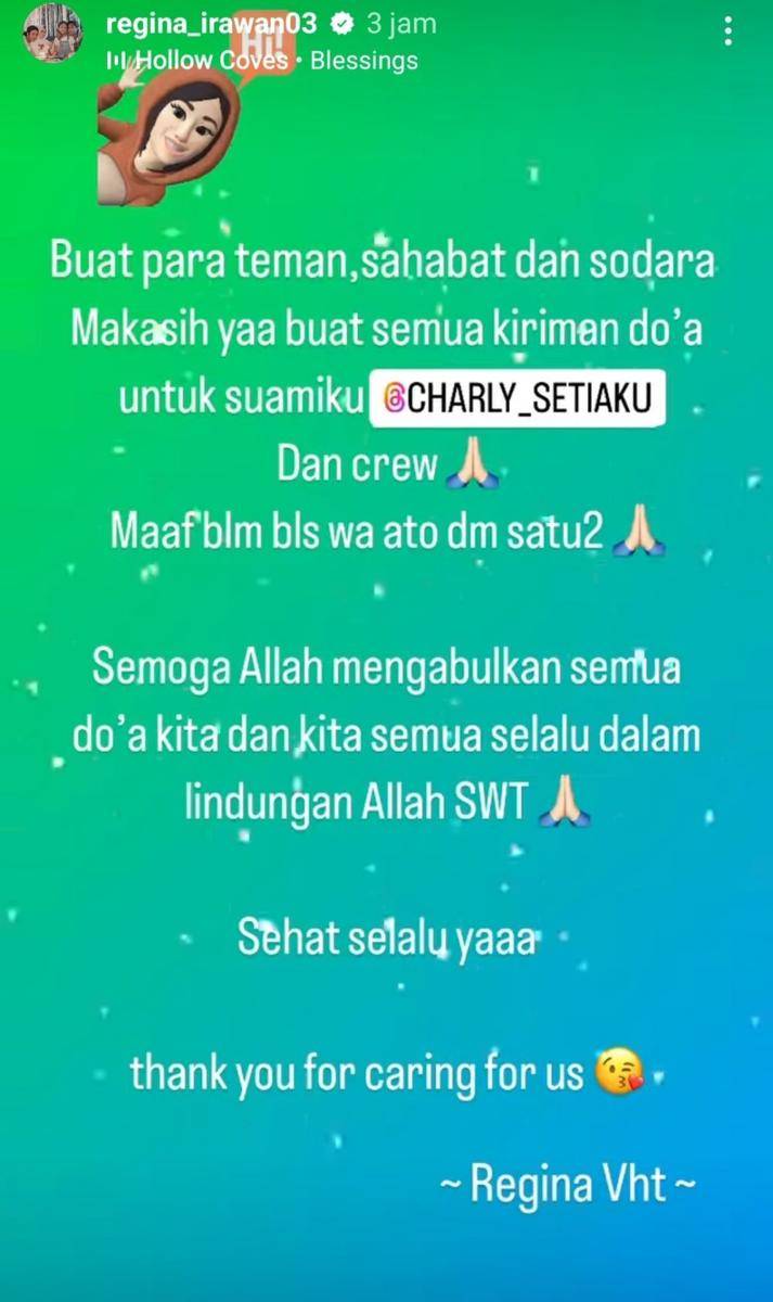 Charly kecelakaan di Tol Cipularang (instagram.com/regina_irawan03)