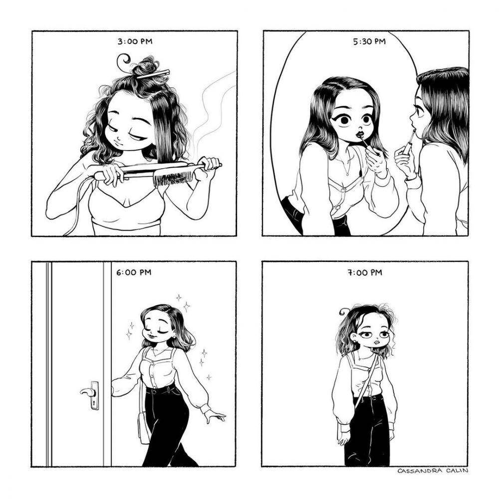 Ilustrasi cewek berdandan. (instagram.com/cassandracalin)