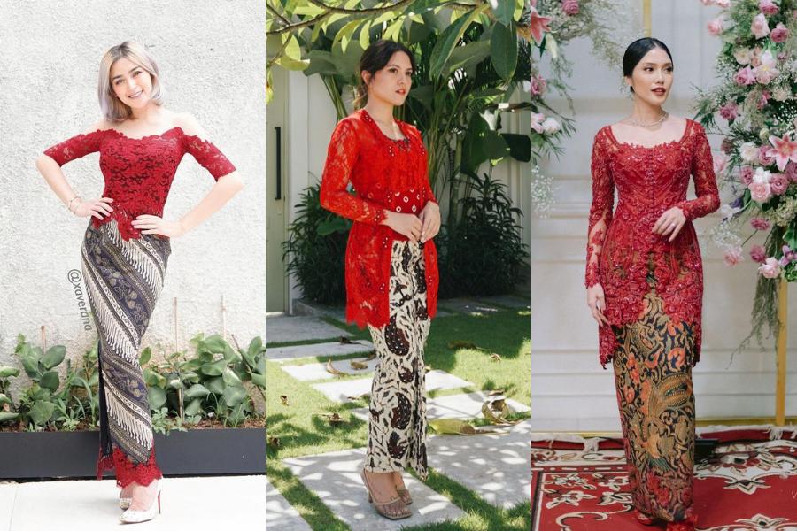 9 Inspirasi Kebaya Brokat Merah untuk Kondangan, Auto Merona