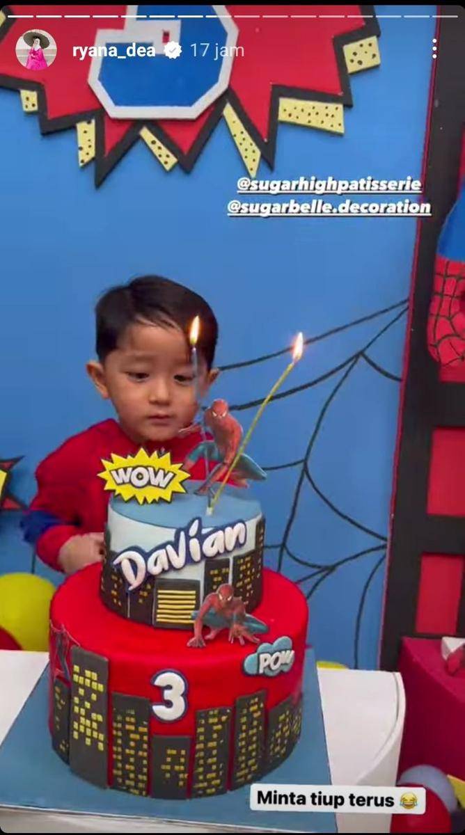 potret ultah ke-3 Davian (instagram.com/ryana_dea)