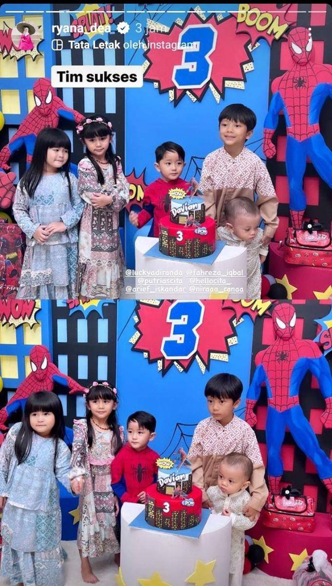 potret ultah ke-3 Davian (instagram.com/ryana_dea)