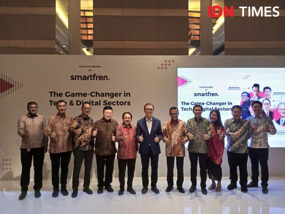 Presiden Direktur Smartfren Merza Fachys saat memberikan sambutan di acara forum dengan topik “The Game-Changer in Tech & Digital Sector” di Grand Hyatt Hotel, Jakarta, Rabu (12/7/2022). (IDN Times/Hafit Yudi Suprobo)