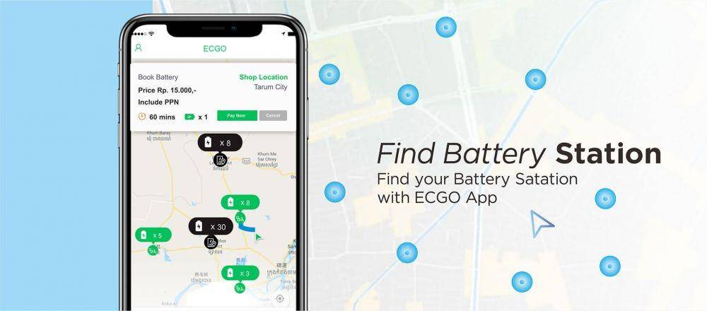 Ilustrasi aplikasi ECGO untuk sewa baterai motor listrik ECGO (ecgobike.co.id)