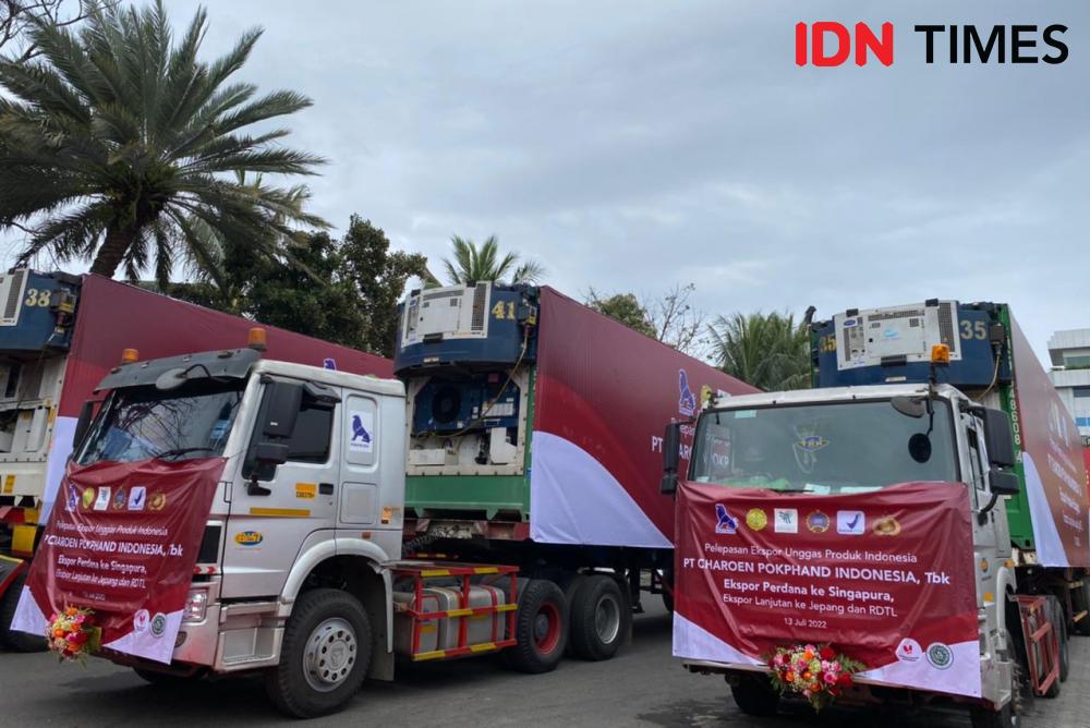 Pelepasan ekspor perdana produk unggas PT Charoen Pokphan Indonesia Tbk (CPIN) ke Singapura (IDN Times/Vadhia Lidyana)