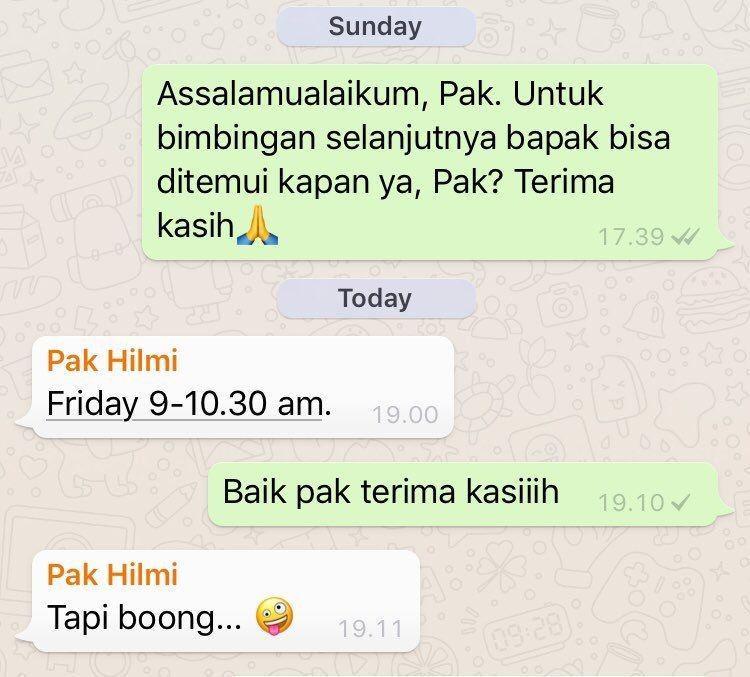 balasan lucu chat dari dosen pembimbing (instagram.com/dramareceh)