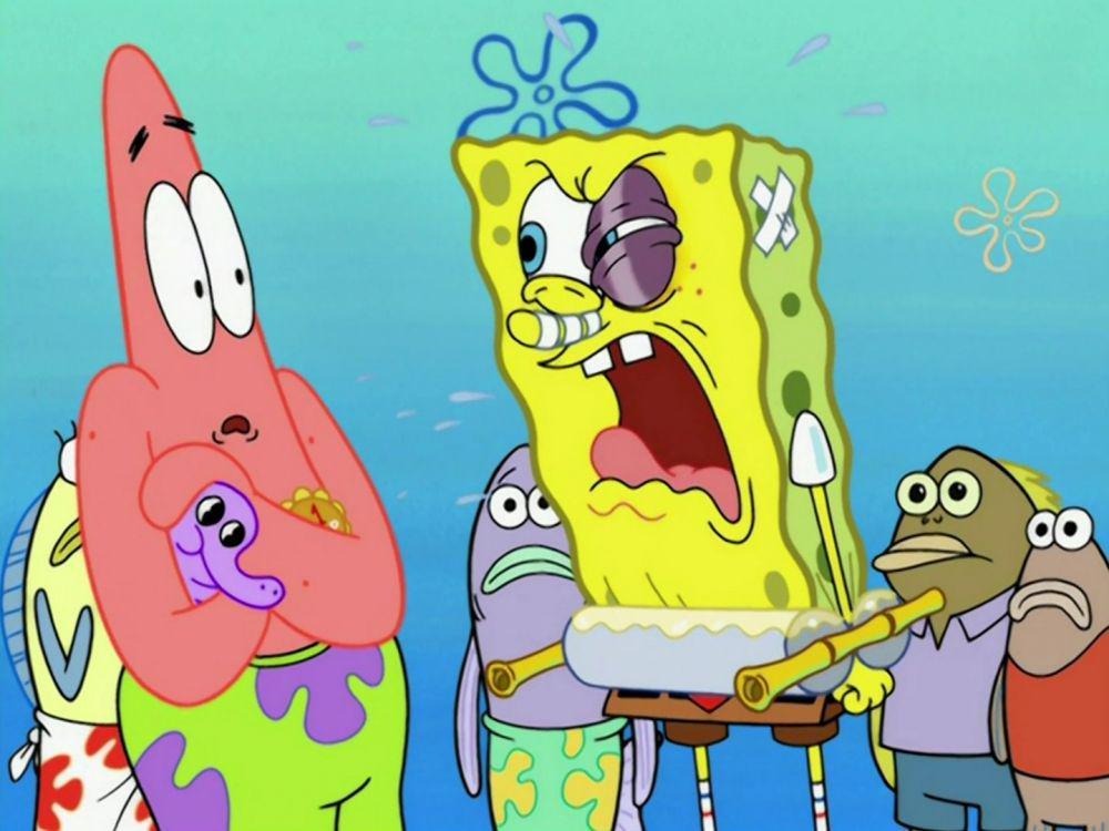 cuplikan adegan Spongebob membentak Patrick di depan umum (spongebob.fandom.com)