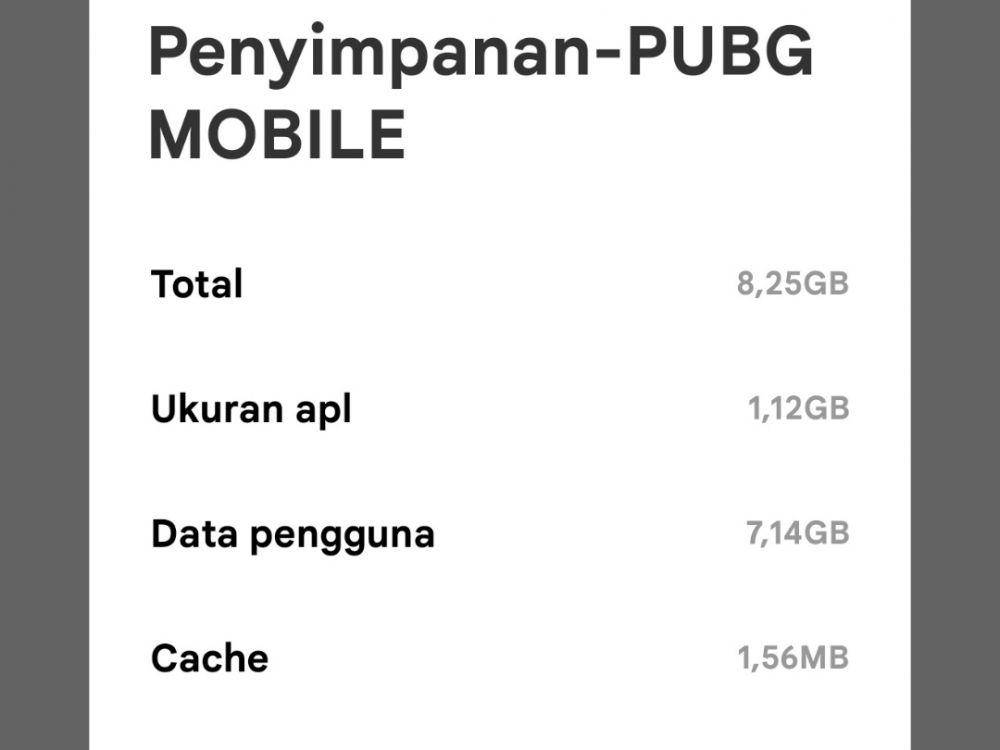 ilustrasi ruang penyimpanan PUBG Mobile setelah menggunakan GFX Tool (dok. pribadi/Sumahir Hidayanto)