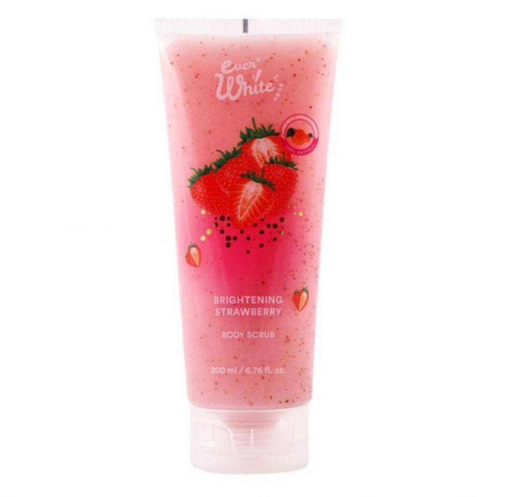 Everwhite - Brightening Body Scrub Strawberry (tokopedia.com/beautylitasid)