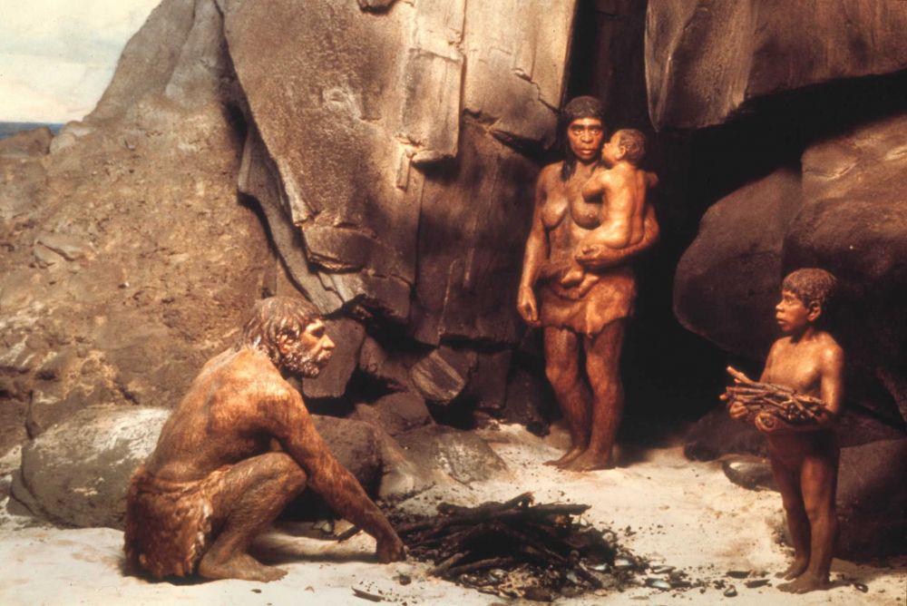 ilustrasi Neanderthals membuat api (nytimes.com)