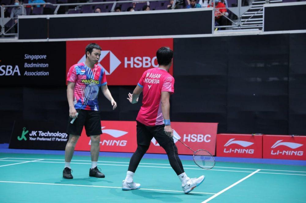 Hendra Setiawan/Mohammad Ahsan di Singapore Open 2022 (dok. PP PBSI)