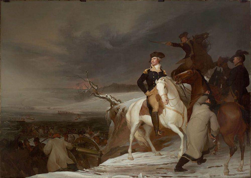 lukisan George Washington dan pasukan Kontinental menyeberangi Sungai Delaware yang dingin (wikimedia.org)