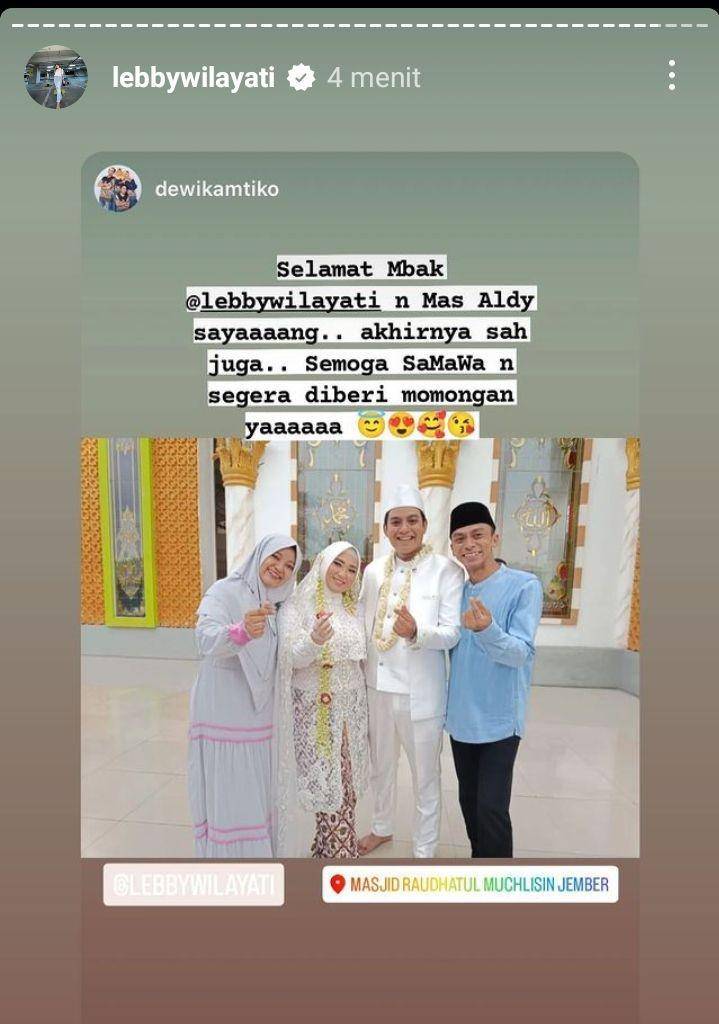 potret pernikahan Lebby dan Aldhy (instagram.com/lebbywilayati)