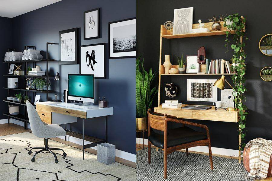 desain ruang kerja warna gelap (unsplash.com/spacejoy)