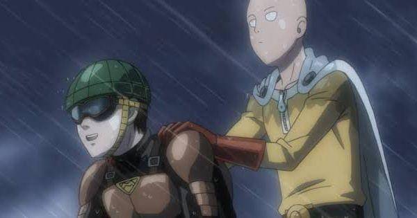 Mumen Rider dan Saitama bergerak menuju ke tempat kejadian ( Dok. Madhouse / One Punch Man )