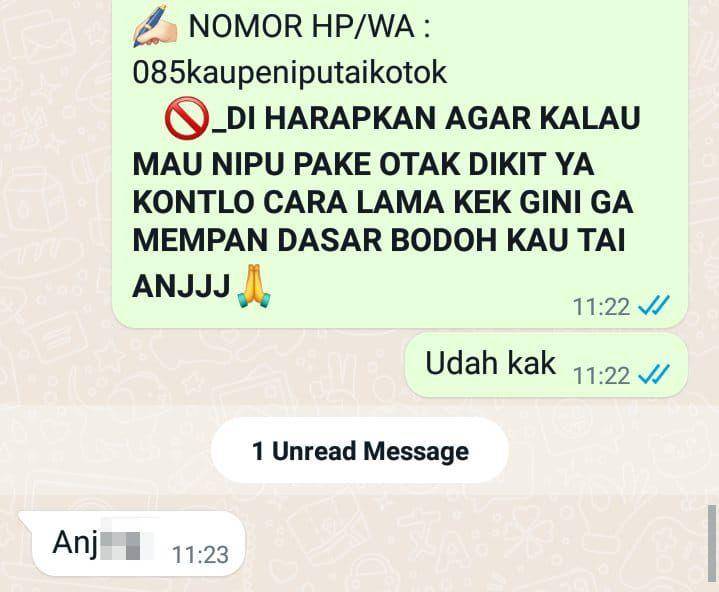 potret chat netizen serang balik penipu (twitter.com/KaraOriana)