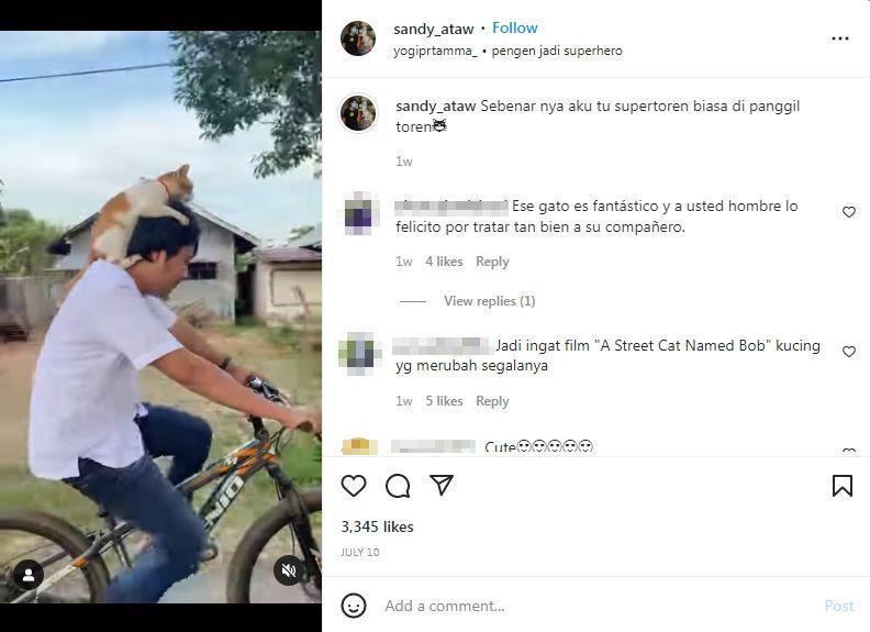 Toren bersepeda bersama pemiliknya (Instagram/sandy_ataw)
