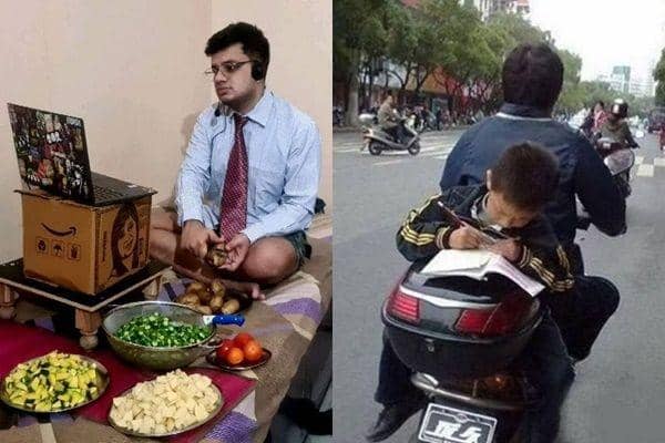 10 Potret Kocak Orang Multitasking Ini Bikin Senyum Sendiri