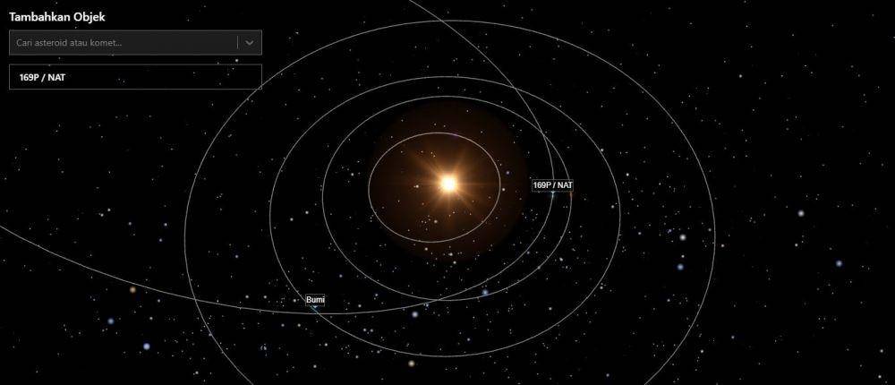 ilustrasi orbit komet 169P/NAT (spacereference.org)