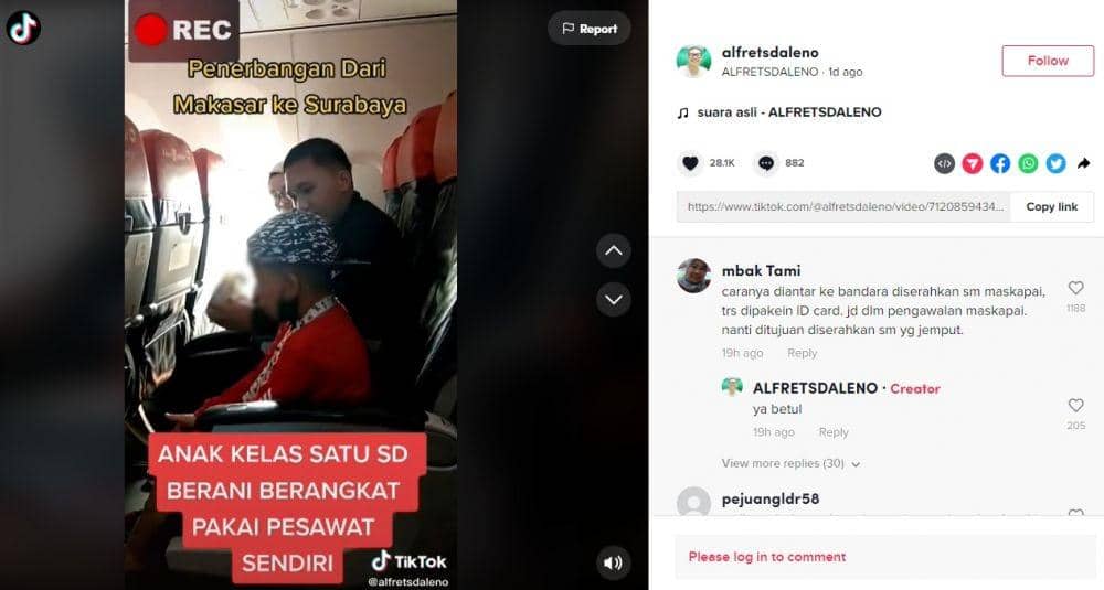 Viral Anak SD Naik Pesawat Sendiri dari Makassar ke Surabaya