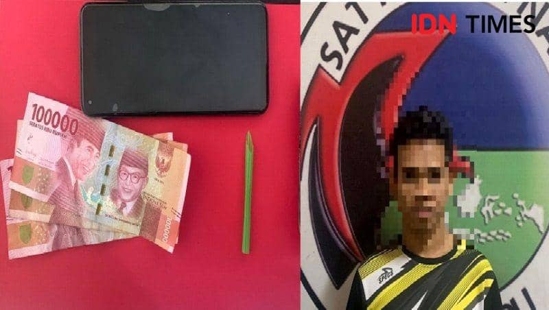 Tersangka AM dan barang bukti miliknya (IDN Times/Ervan)
