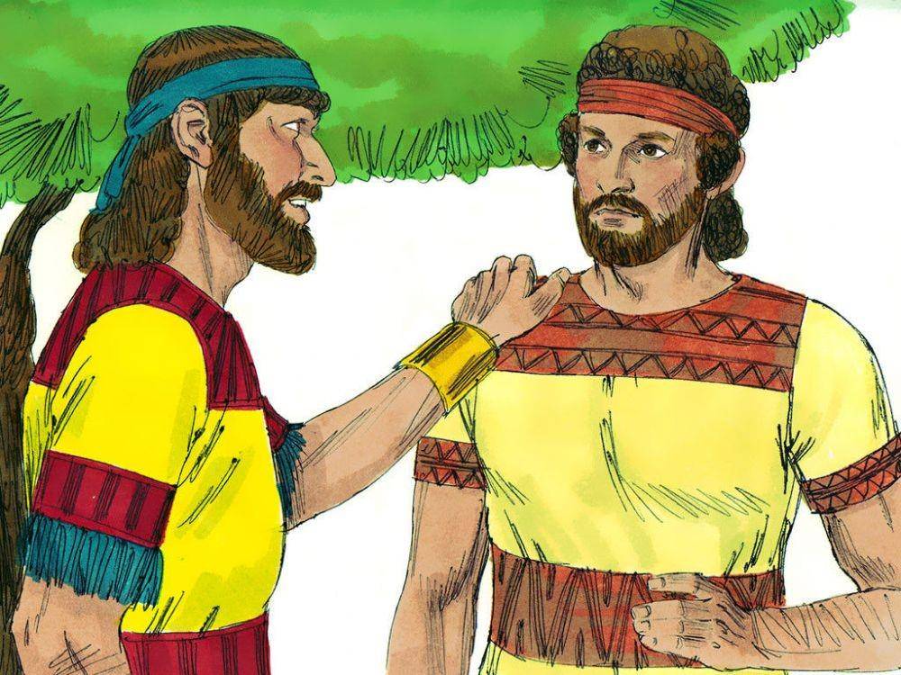 Ilustrasi Daud dan Yonatan (freebibleimages.org)