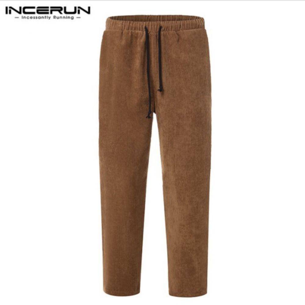 INCERUN | Mens Corduroy Casual Loose Elastic Waist Chino Trousers (tokopedia.com/Toko Sabda Ultima)