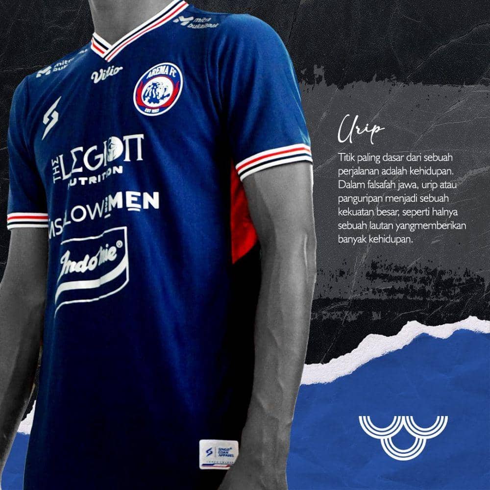 Detail untuk jersey home Arema FC musim 2022/2023. Instagram/aremafcofficial