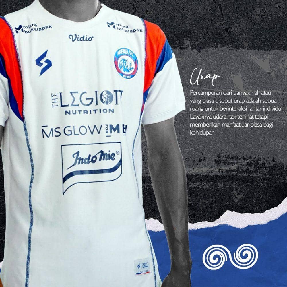 Desain untuk jersey away Arema FC dengan warna putih mendominasi. Intagram/aremafcofficial