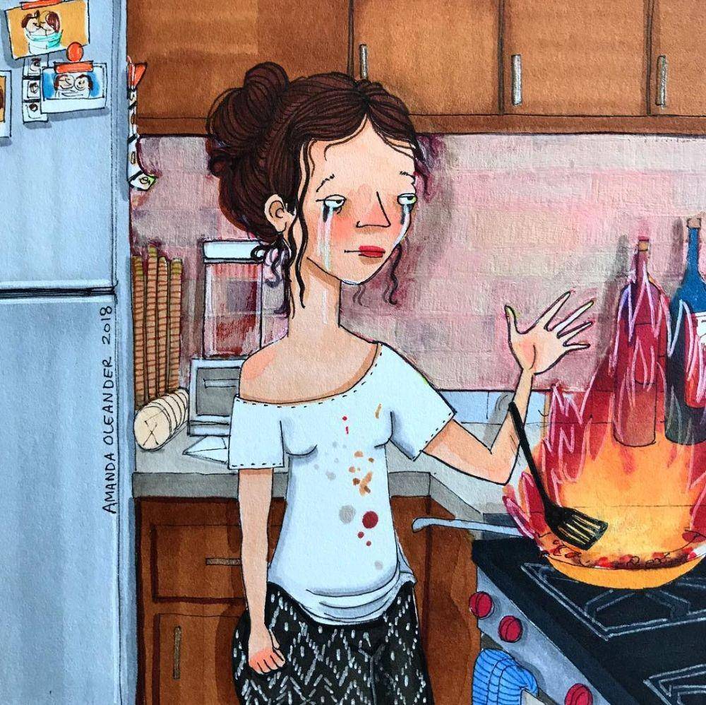 Ilustrasi ibu rumah tangga. (instagram.com/amandaoleander)