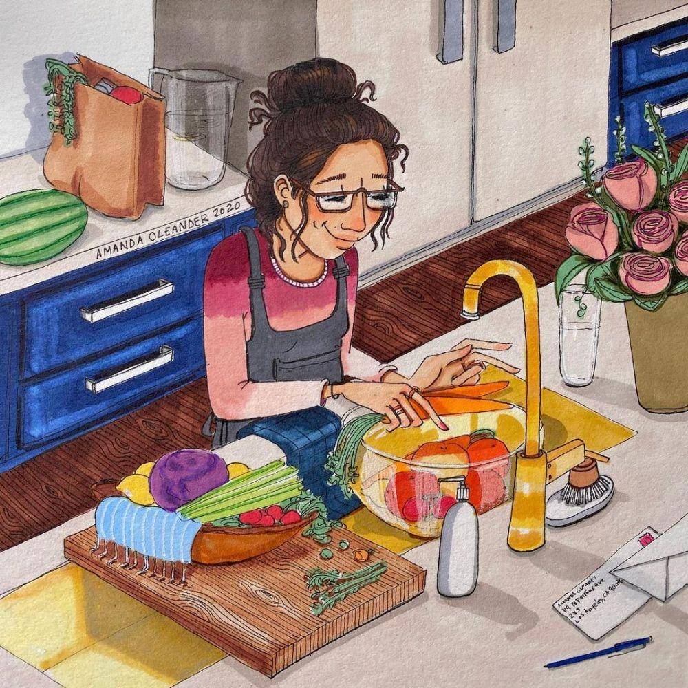 Ilustrasi ibu rumah tangga. (instagram.com/amandaoleander)