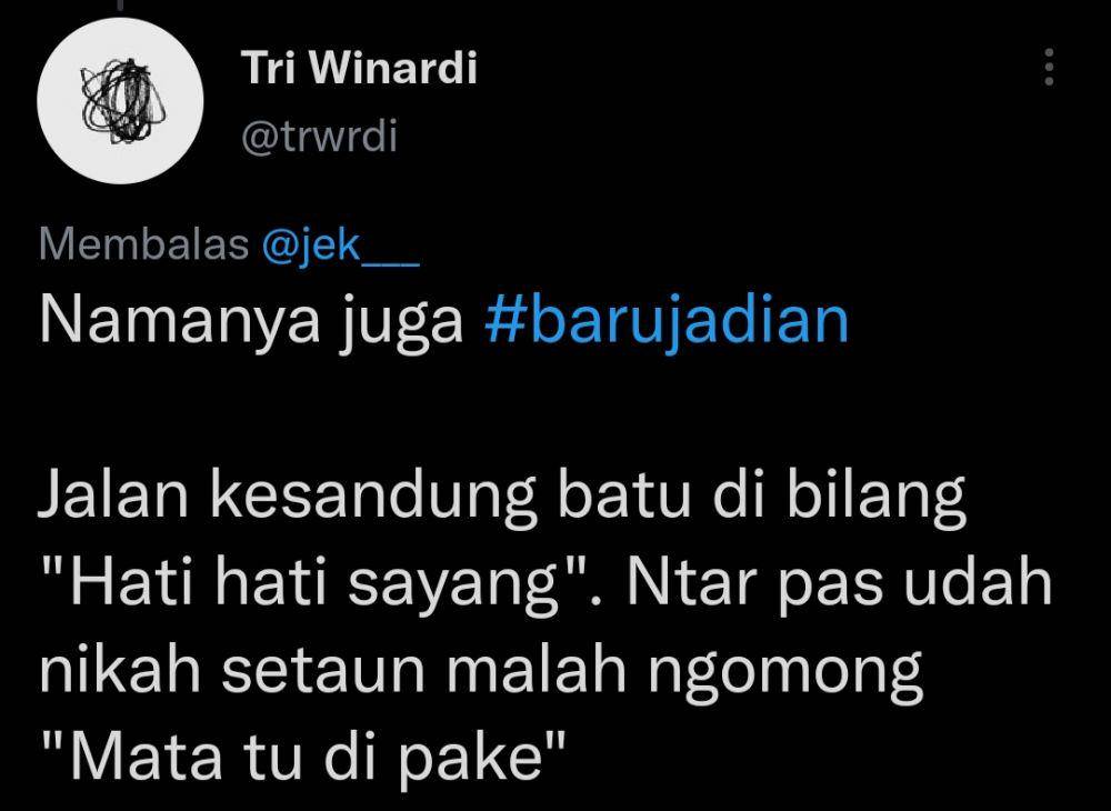Tweet kocak ketika baru jadian (Twitter.com/trwrdi)