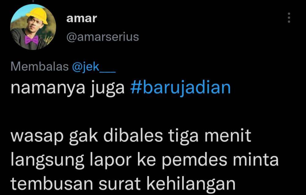 Tweet kocak ketika baru jadian (Twitter.com/amarserius)