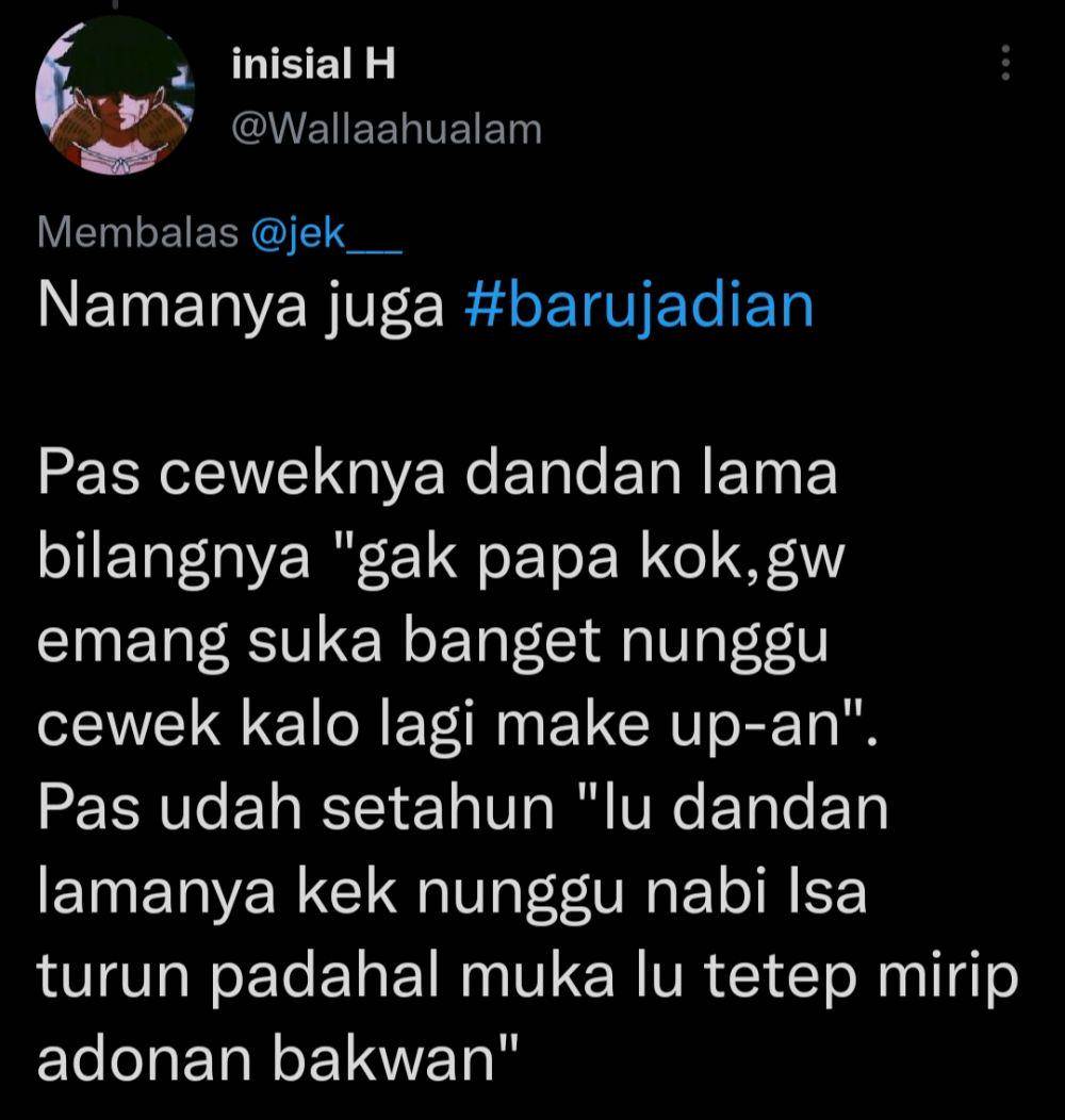 Tweet kocak ketika baru jadian (Twitter.com/Wallaahualam)