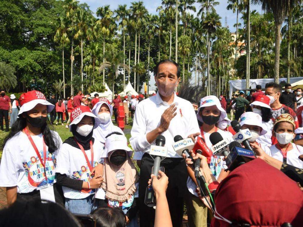 Presiden Joko Widodo saat menghadiri acara peringatan Hari Anak Nasional di Kebun Raya Bogor, Jawa Barat, Sabtu (23/7/2022). (Dok. Sekretariat Presiden).