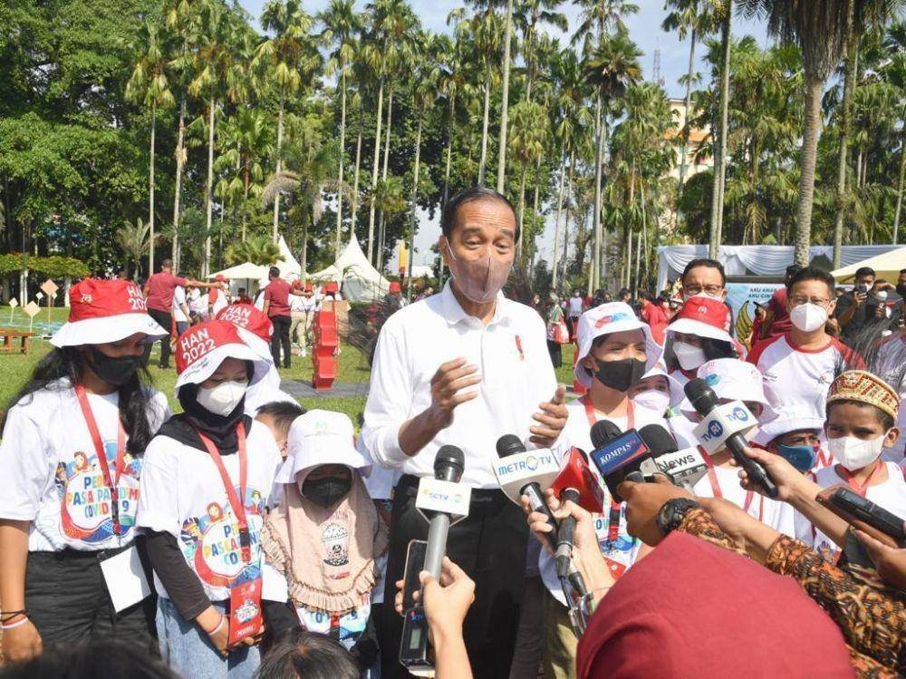 Presiden Joko Widodo saat menghadiri acara peringatan Hari Anak Nasional di Kebun Raya Bogor, Jawa Barat, Sabtu (23/7/2022). (Dok. Sekretariat Presiden).