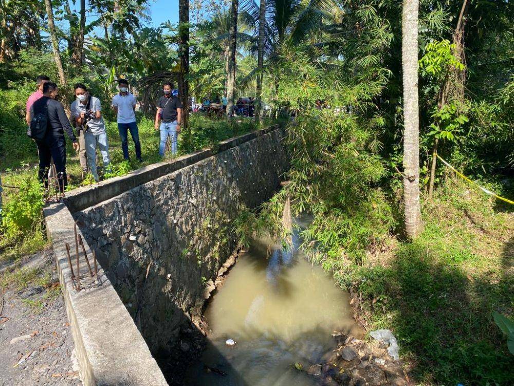 Sungai Kretek Ungaran tempat ditemukannya potongan tangan manusia. (Dok Polres Semarang)
