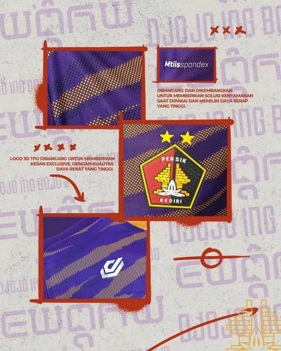 Jersey Persik Kediri yang akan digunakan selama musim ini. Instagram.com/persikfcofficial