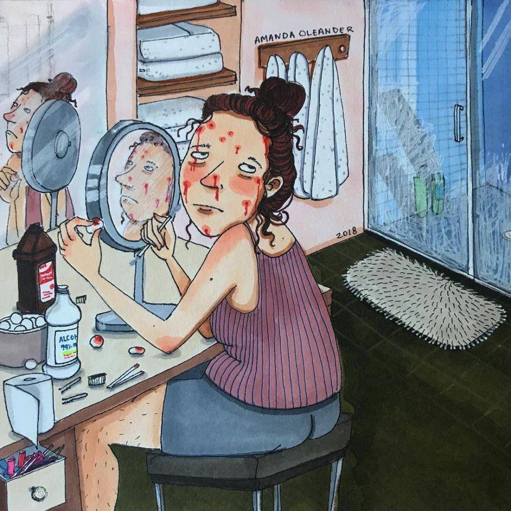 Ilustrasi cewek menstruasi. (insatgram.com/amandaoleander)