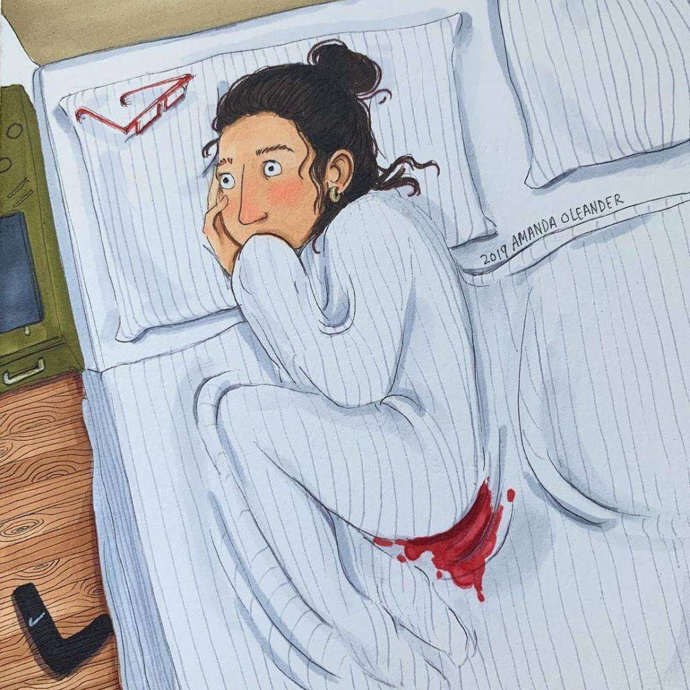 Ilustrasi cewek menstruasi. (insatgram.com/amandaoleander)