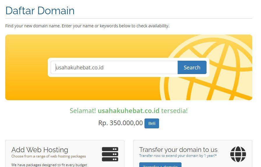 proses pemesanan domain (boc.co.id)